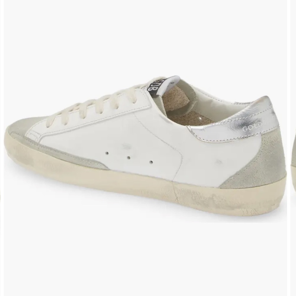 Golden Goose Cream And Silver Sneakers Women's Super-Star Gray Suede Sz 38